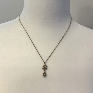 Chanel Gold Tone Crystal Drop Necklace, in original box, with Chanel ribbon